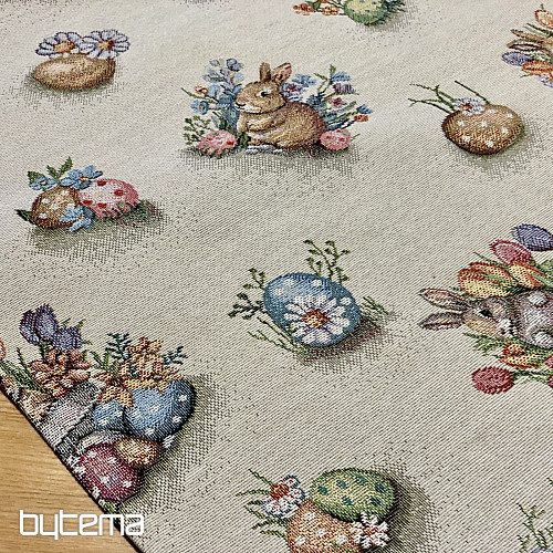 Nappe et foulard en tapisserie LIÈVRE DANS UN POT DE FLEURS