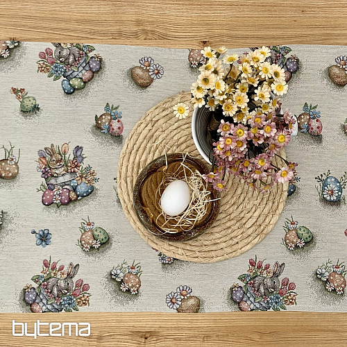 Nappe et foulard en tapisserie LIÈVRE DANS UN POT DE FLEURS
