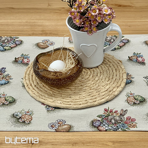 Nappe et foulard en tapisserie LIÈVRE DANS UN POT DE FLEURS