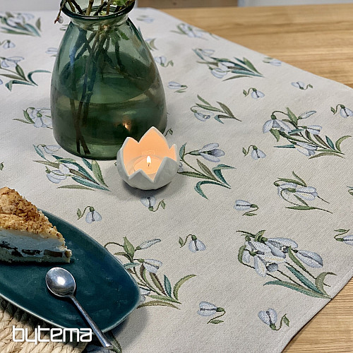 Nappe et écharpe en tapisserie PERCE-NEIGE