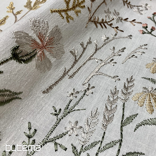 Tissu décoratif brodé avec des fleurs GINGEMBRE