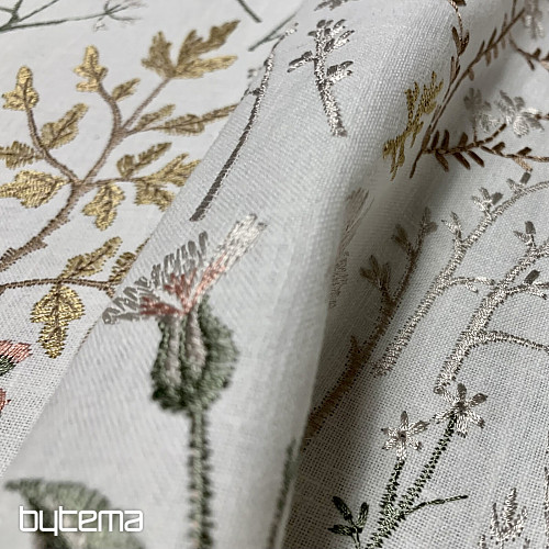 Tissu décoratif brodé avec des fleurs GINGEMBRE