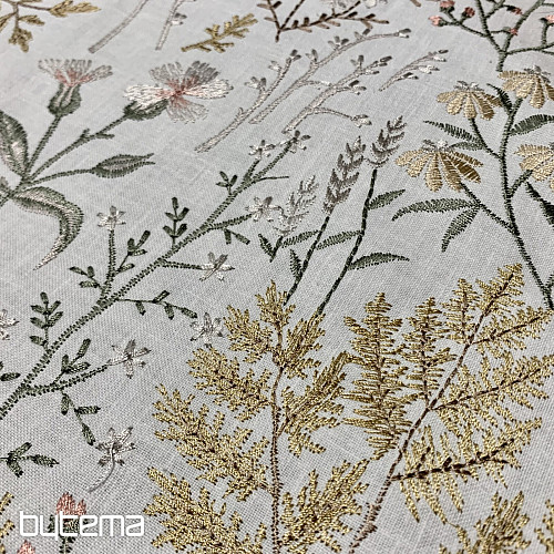 Tissu décoratif brodé avec des fleurs GINGEMBRE