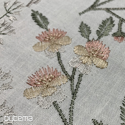 Tissu décoratif brodé avec des fleurs GINGEMBRE
