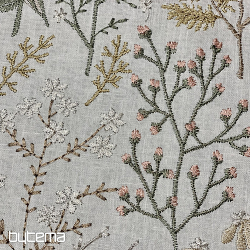 Tissu décoratif brodé avec des fleurs GINGEMBRE