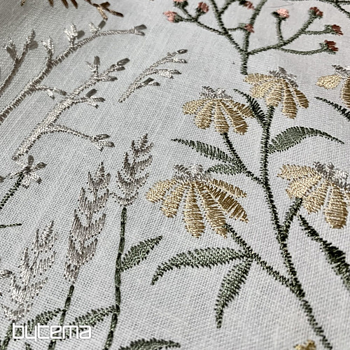 Tissu décoratif brodé avec des fleurs GINGEMBRE