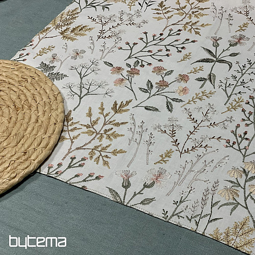 Tissu décoratif brodé avec des fleurs GINGEMBRE