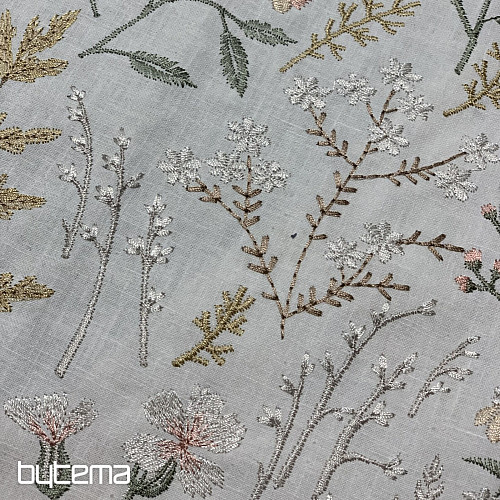 Tissu décoratif brodé avec des fleurs GINGEMBRE