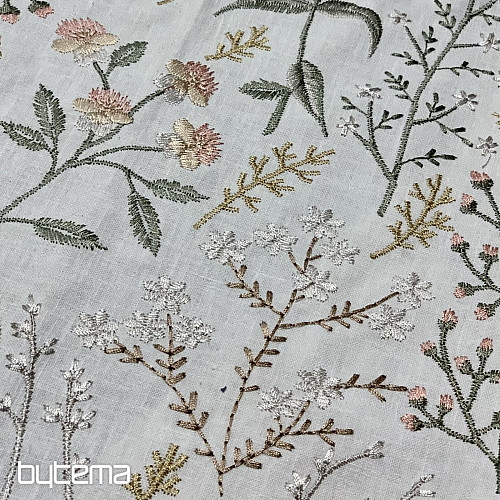 Tissu décoratif brodé avec des fleurs GINGEMBRE