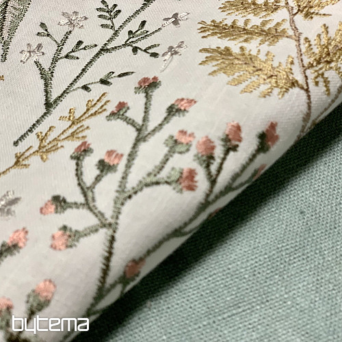 Tissu décoratif brodé avec des fleurs GINGEMBRE