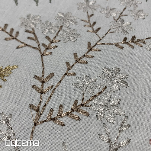 Tissu décoratif brodé avec des fleurs GINGEMBRE