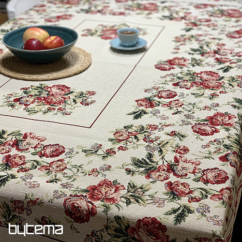 Nappe et foulard en tapisserie GRANDE DENTELLE ROSE