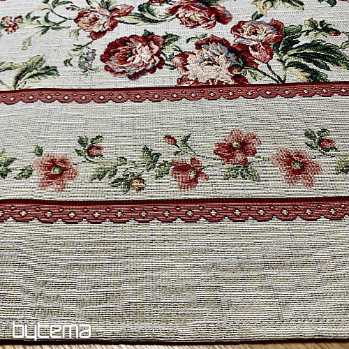 Nappe et foulard en tapisserie GRANDE DENTELLE ROSE
