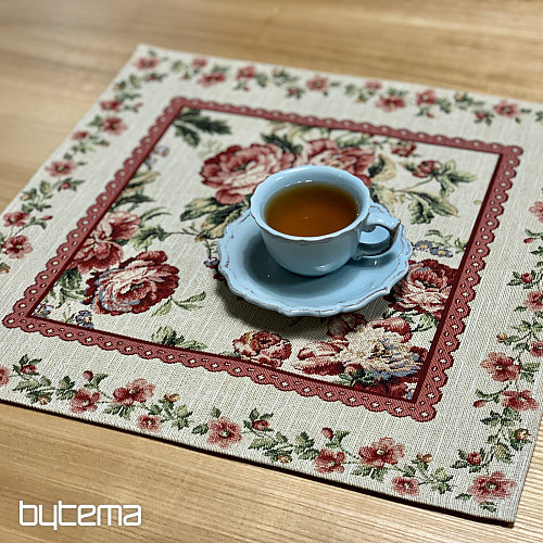 Nappe et foulard en tapisserie GRANDE DENTELLE ROSE