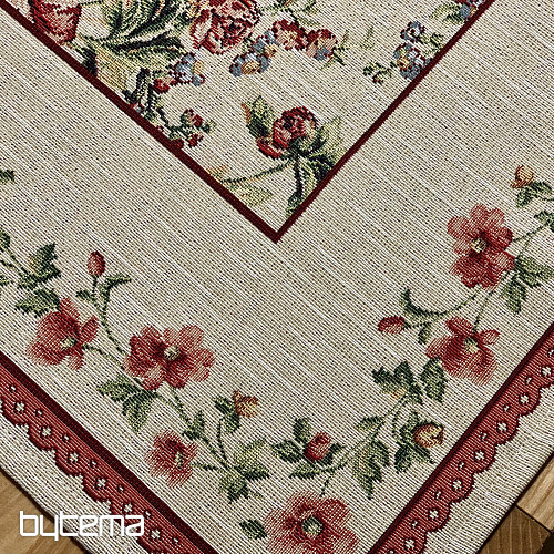 Nappe et foulard en tapisserie GRANDE DENTELLE ROSE