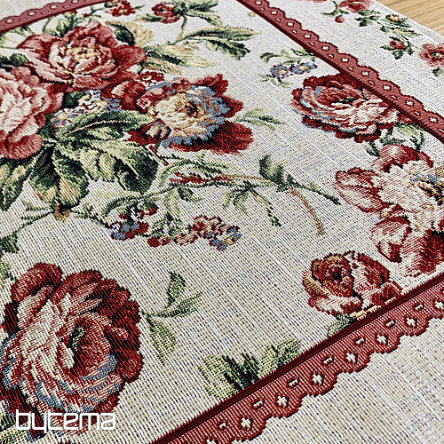 Nappe et foulard en tapisserie GRANDE DENTELLE ROSE