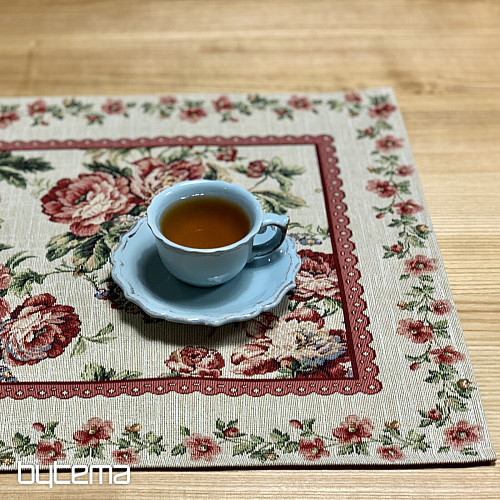 Nappe et foulard en tapisserie GRANDE DENTELLE ROSE