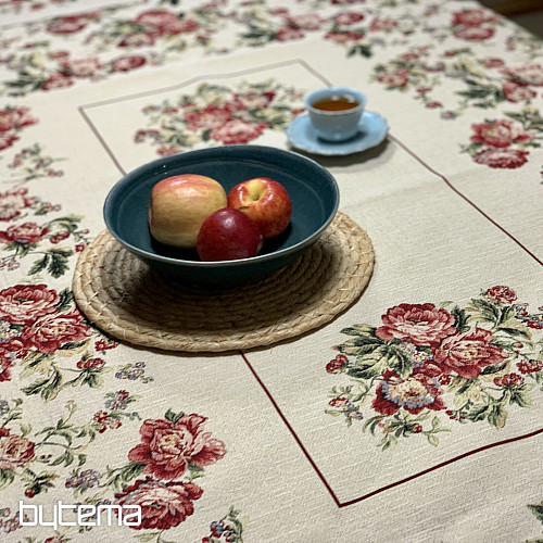 Nappe et foulard en tapisserie GRANDE DENTELLE ROSE