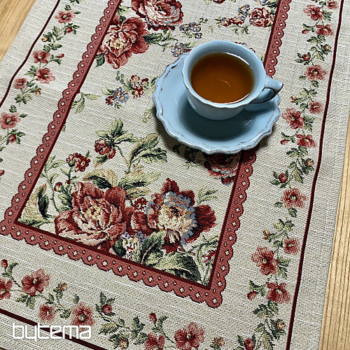 Nappe et foulard en tapisserie GRANDE DENTELLE ROSE