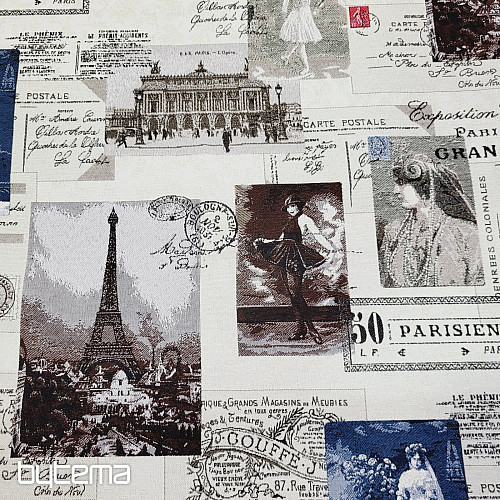 Tissu tapisserie CARTE POSTALE PARIS