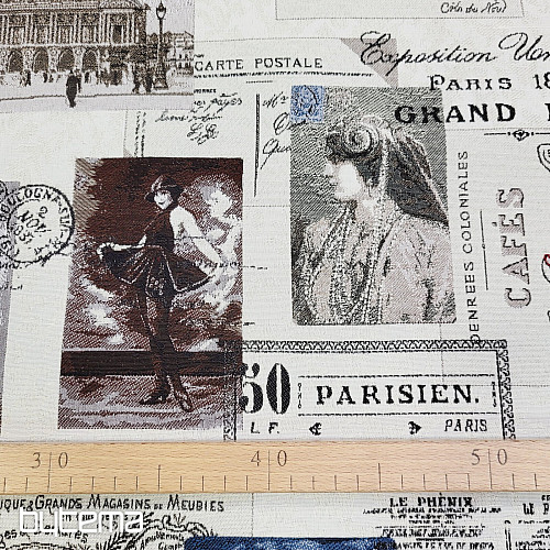 Tissu tapisserie CARTE POSTALE PARIS