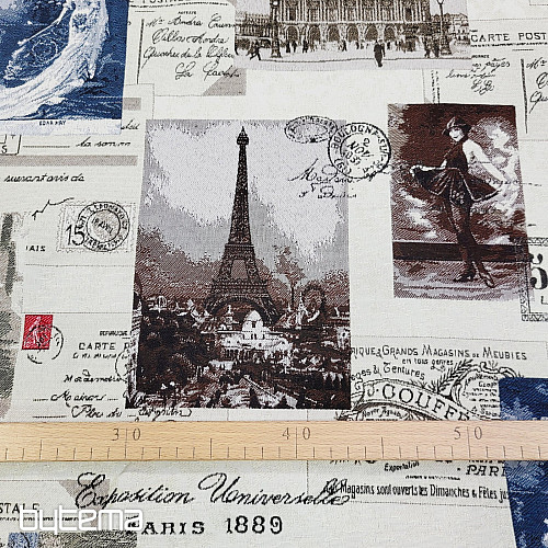 Tissu tapisserie CARTE POSTALE PARIS
