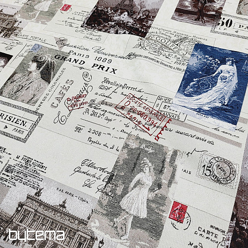 Tissu tapisserie CARTE POSTALE PARIS