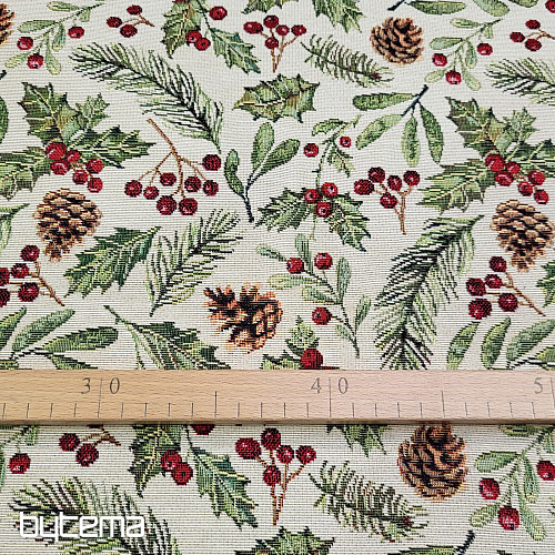 Tissu tapisserie SAPIN DE NOËL Brindilles
