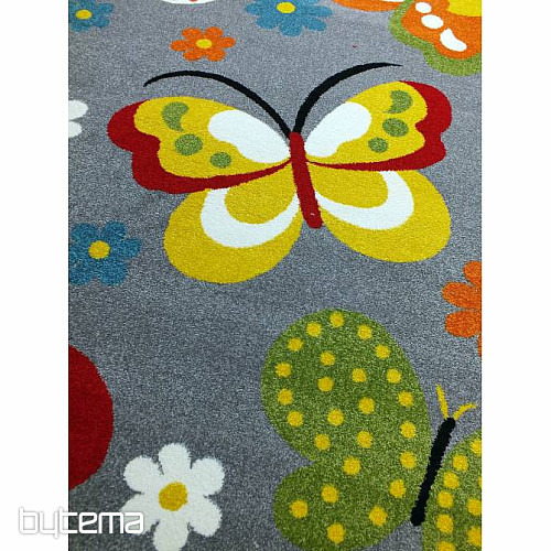 Tapis enfant MONDO NEW Papillons gris