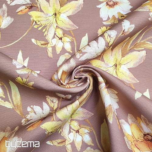 Tissu décoratif HIBISCUS doré