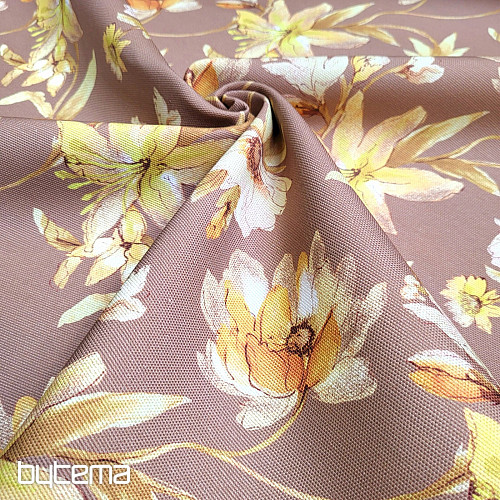 Tissu décoratif HIBISCUS doré