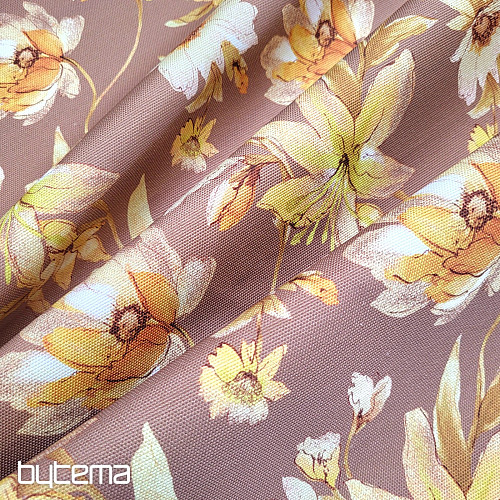 Tissu décoratif HIBISCUS doré