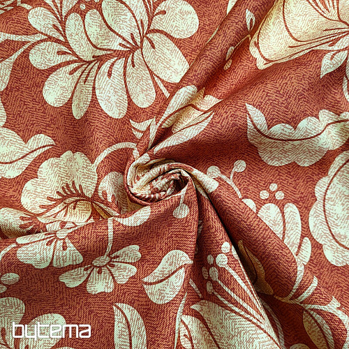 Tissu décoratif GOLDEN FLOWERS fond cannelle