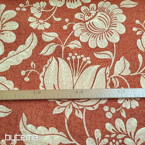 Tissu décoratif GOLDEN FLOWERS fond cannelle