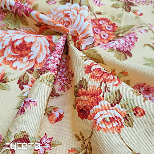 Tissu décoratif DOMINA JAUNE GRANDE FLEUR