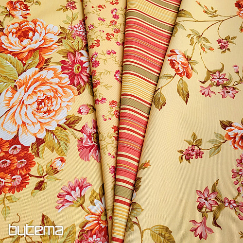 Tissu décoratif DOMINA JAUNE GRANDE FLEUR