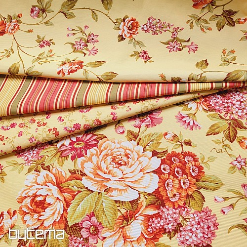 Tissu décoratif DOMINA JAUNE GRANDE FLEUR