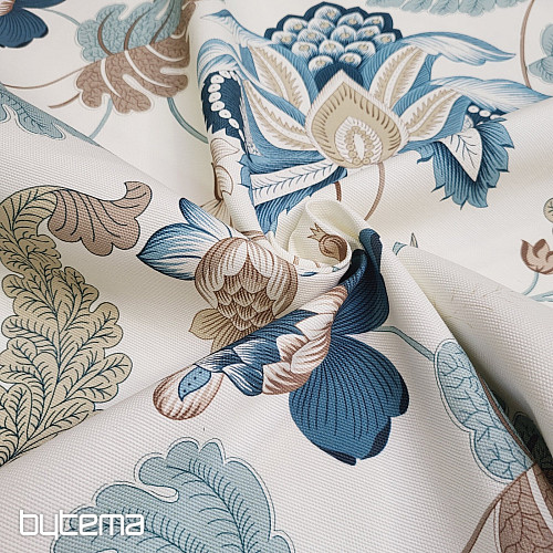 Tissu décoratif MONTANA 48 BLUE LARGE FLOWERS