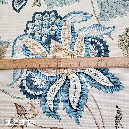 Tissu décoratif MONTANA 48 BLUE LARGE FLOWERS