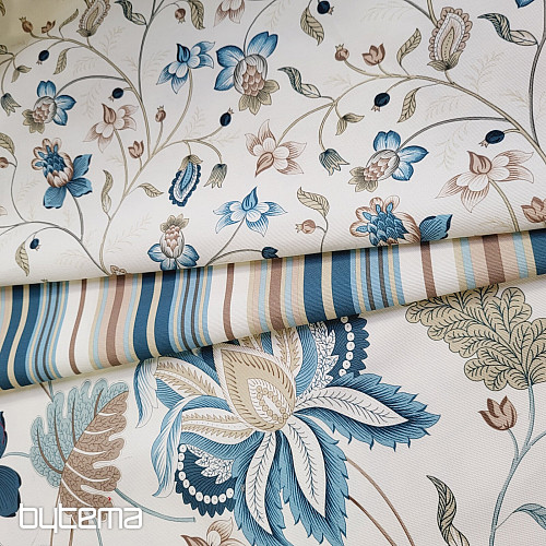 Tissu décoratif MONTANA 48 BLUE LARGE FLOWERS