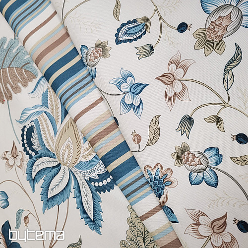 Tissu décoratif MONTANA 48 BLUE LARGE FLOWERS