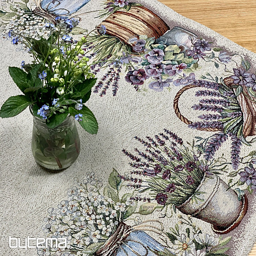 Nappe et foulard en tapisserie LA BEAUTÉ DANS LE PANIER