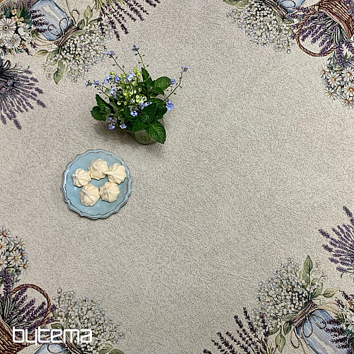 Nappe et foulard en tapisserie LA BEAUTÉ DANS LE PANIER