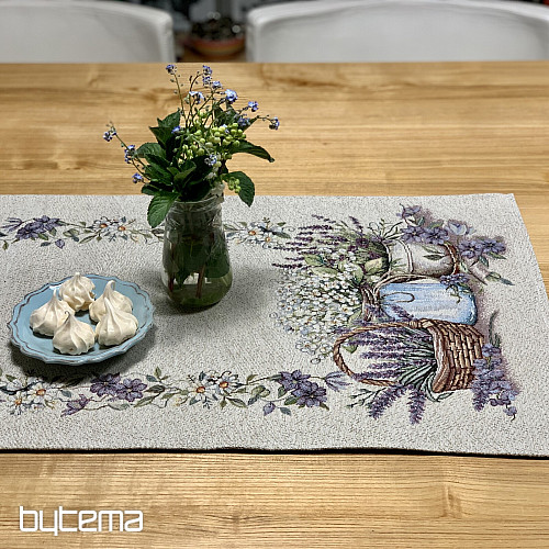 Nappe et foulard en tapisserie LA BEAUTÉ DANS LE PANIER