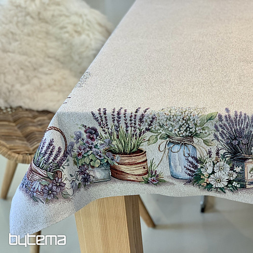 Nappe et foulard en tapisserie LA BEAUTÉ DANS LE PANIER