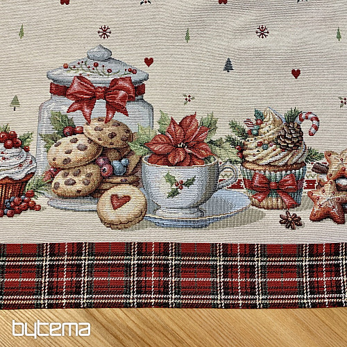 Nappe et écharpe en tapisserie BONBONS DE NOËL