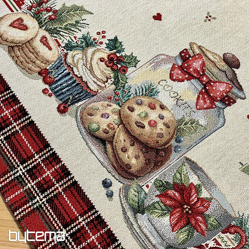 Nappe et écharpe en tapisserie BONBONS DE NOËL