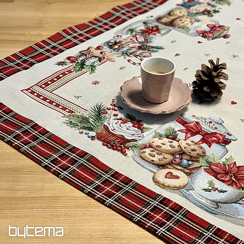Nappe et écharpe en tapisserie BONBONS DE NOËL