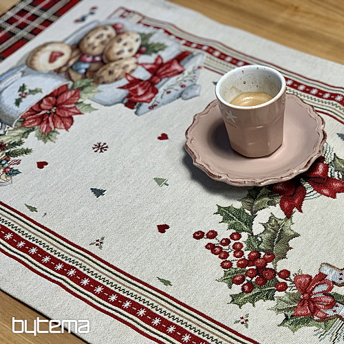 Nappe et écharpe en tapisserie BONBONS DE NOËL