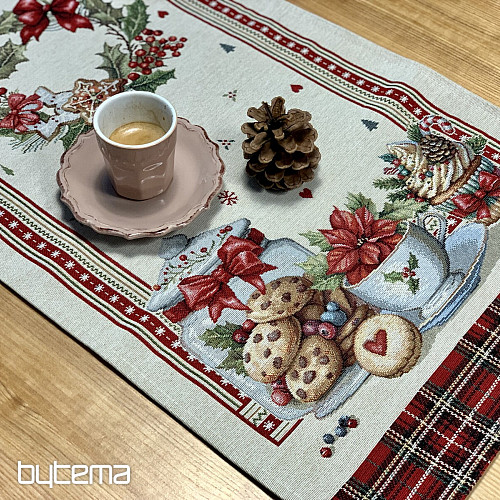 Nappe et écharpe en tapisserie BONBONS DE NOËL